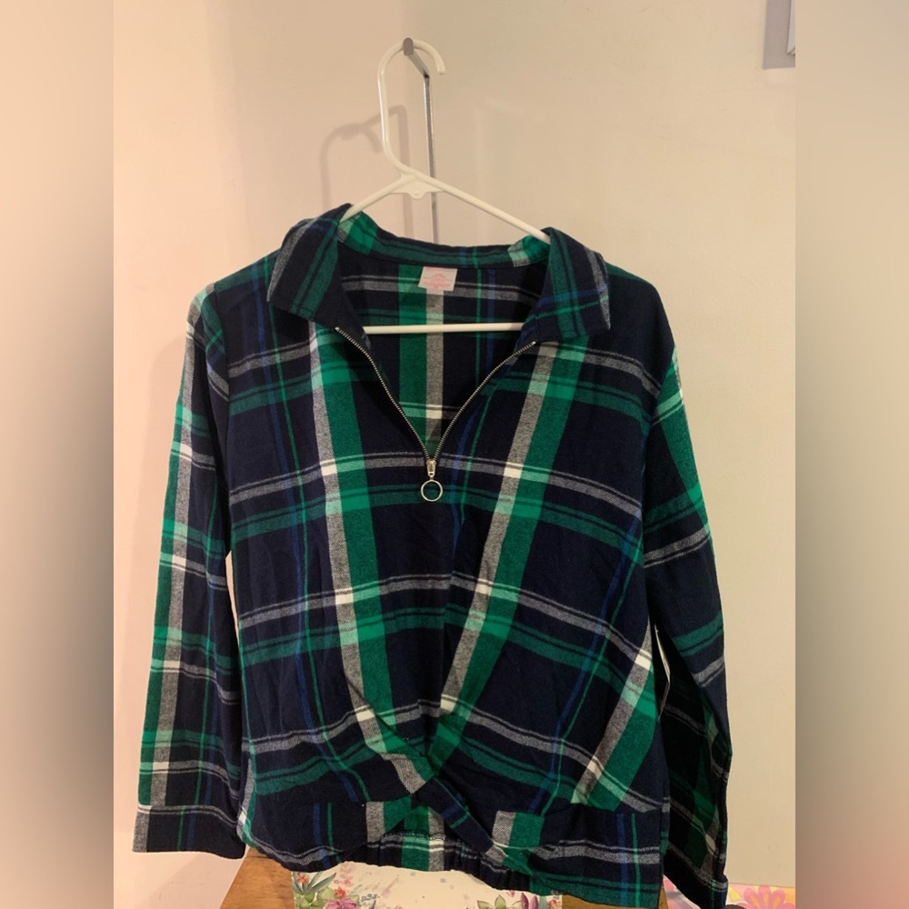 No boundaries zipper flannel long sleeve shirt Size large 11/13 NWT